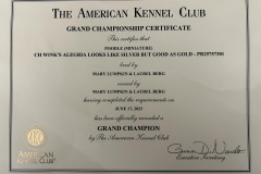 Grand Champion Certificate